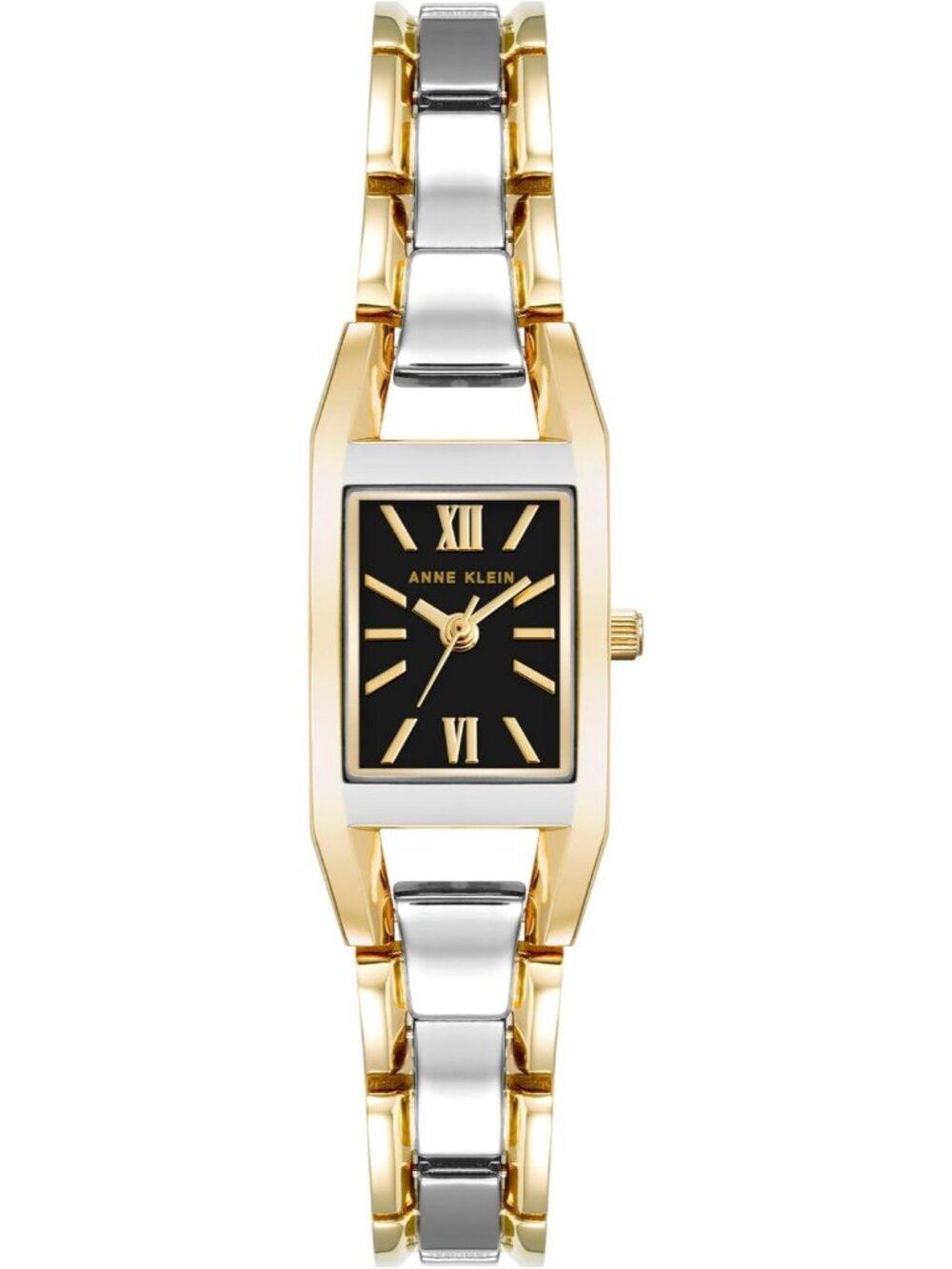 Women's Town Tone Black Adjustable Link Bracelet Crystal Lens Quartz Wrist Watch